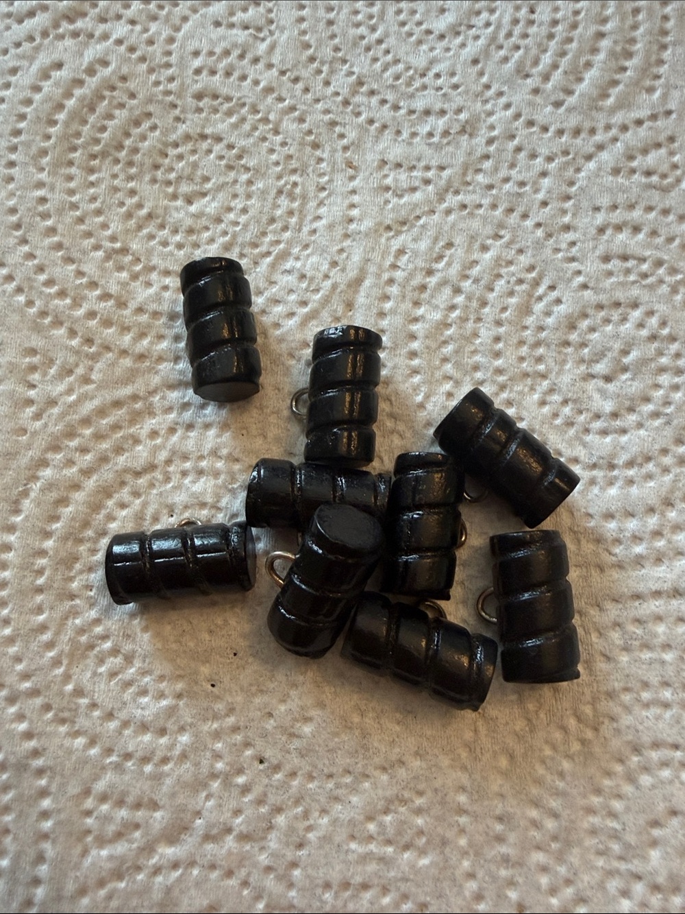 Black Barrel Bead Charms - Lot of 9